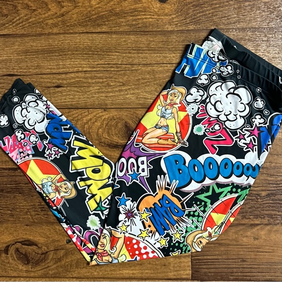 Cemi Ceri Pants - Cemi Ceri • Size 3X-Large • Leggings •Multi Colors • Pop Art • Comic Book Design